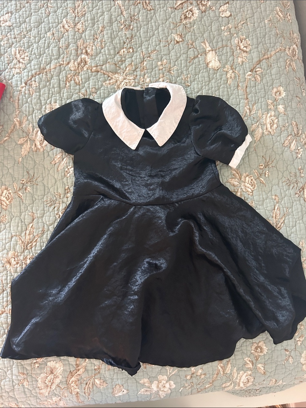 Classic Black and White Peter Pan Collar Kids Costume Dress - Wednesday Adams